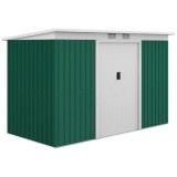 Cumpara ieftin Casuta/magazie/sopron de gradina pentru depozitare unelte, otel, verde, 280x130x172 cm