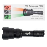 Aproape nou: Lanterna PNI Adventure F300 cu LED in 3 culori, alb, rosu, verde, max.