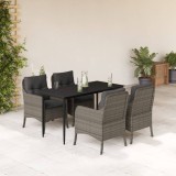 VidaXL Set mobilier de grădină cu perne, 5 piese, gri, poliratan