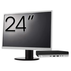 Pachet Calculator Second Hand HP EliteDesk 800 G3 Mini PC, Intel Core i5-6500T 2.50GHz, 8GB DDR4, 256GB SSD + Monitor 24&amp;quot; NewTechnology Media