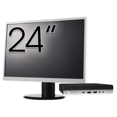 Pachet Calculator Second Hand HP EliteDesk 800 G3 Mini PC, Intel Core i7-6700T 2.80GHz, 8GB DDR4, 256GB SSD + Monitor 24&amp;amp;quot; NewTechnology Media foto