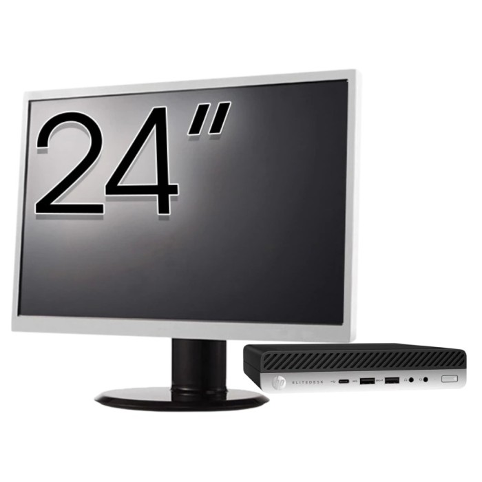 Pachet Calculator Second Hand HP EliteDesk 800 G3 Mini PC, Intel Core i7-6700T 2.80GHz, 8GB DDR4, 256GB SSD + Monitor 24&amp;quot; NewTechnology Media