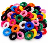 Cumpara ieftin Elastice multicolore, 2.3 cm, set 50 bucati, pentru par fetite, accesorii pentru cozi, impletituri si coafuri, selectie aleatorie de culori