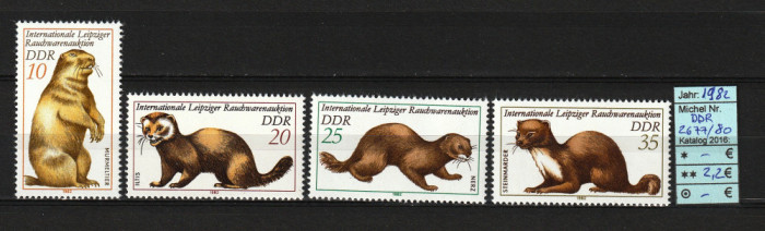 Germania, RDG / DDR, 1982 | T&acirc;rgul de blănuri Leipzig - Animale | MNH | aph