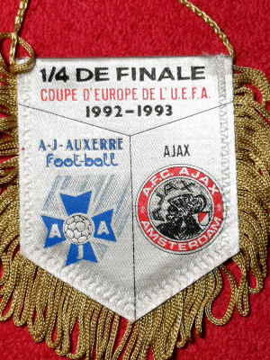 Fanion meci fotbal AUXERRE - AJAX AMSTERDAM (sferturi Cupa UEFA 1992/1993) foto