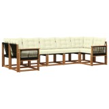 vidaXL Set de canapele de exterior cu pernă 7 pcs Natural și Crem 3382190