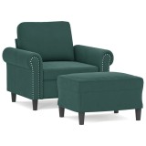 Cumpara ieftin Fotoliu canapea cu taburet, verde inchis, 60 cm, catifea