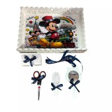 Cumpara ieftin Tavita pentru Mot cu 6 Piese - Mickey si Trenulet - TPM57 Alb cu Bleumarin