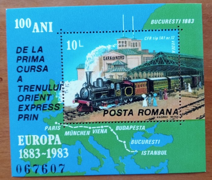 RO.-1983-&#039;&#039;CENTENAR -ORIENT-EXPRES&#039;&#039;-COLITA-MNH LUX -NESTAMPIL.-VEZI SCAN