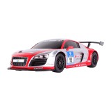 Masina cu telecomanda Audi R8 Lms Rastar, 25.5 x 11 x 6.7 cm, 10 km/h, tractiune 2 WD, anvelope cauciuc, Rosu