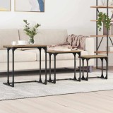 vidaXL Masă de Cafea cu Tăvi Lăsate 3 pcs stejar artizanal