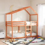 VidaXL Acoperiș Pat Copii, maro, 213x95,5x144,5 cm Lemn Mass Pin