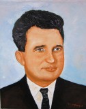 Tablou portret Nicolae Ceausescu semnat Cimpoesu., Portrete, Ulei, Realism