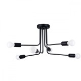 Candelabru Norah Negru Oțel 6 Becuri Neregulate Modern De Interior