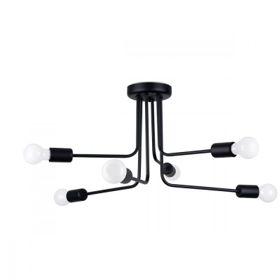 Candelabru Norah Negru Oțel 6 Becuri Neregulate Modern De Interior foto