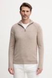 United Colors of Benetton pulover de l&acirc;nă culoarea bej, cu turtleneck, 1006U202B