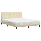 Cumpara ieftin Pat cu saltea, Hanko, crem, 160x200 cm, material textil