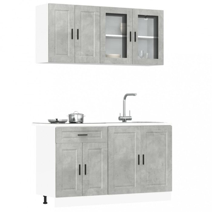 Gossi set dulapuri de bucatarie 4 piese &bdquo;kalmar&rdquo; gri beton lemn