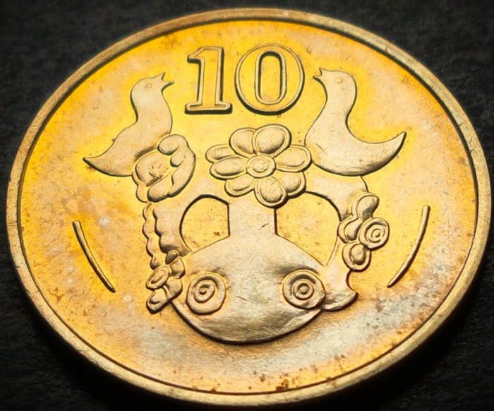 Moneda 10 CENTI - CIPRU, anul 1991 * cod 3977 = A.UNC cu pete