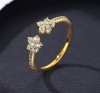 Inel Dama Reglabil Argint 925, Placat Aur 14K, Zirconiu Stralucitor, Floral Elegant - Argintboutique