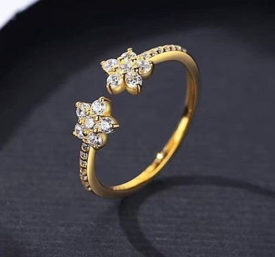 Inel Reglabil Femei, Design Floral Cu Zirconiu Stralucitor, Model Elegant Din foto