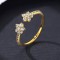 Inel Reglabil Femei, Design Floral Cu Zirconiu Stralucitor, Model Elegant Din