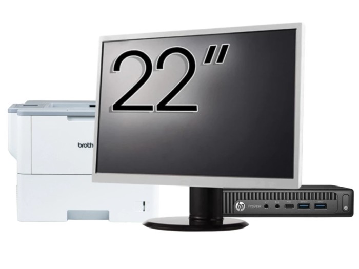 Pachet Calculator Second Hand HP Prodesk 600 G2 Mini PC, Intel Core i5-6500T 2.50GHz, 8GB DDR4, 256GB SSD + Monitor 22&amp;quot; &amp; Imprimanta Brother HL-L