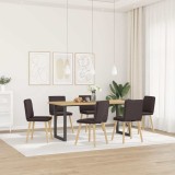 VidaXL Scaune de bucătărie, 6 buc., maro &icirc;nchis, material textil