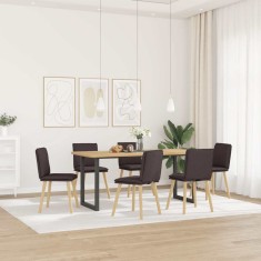 vidaXL Scaune de bucătărie, 6 buc., maro &icirc;nchis, material textil