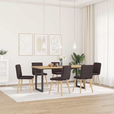 vidaXL Scaune de bucătărie, 6 buc., maro &amp;icirc;nchis, material textil 3315629 foto