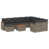 Cumpara ieftin Set canapele de gradina cu perne, 11 piese, gri, poliratan