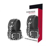 DARKNESS - BLACK TEXTURED LEATHER HANDCUFFS, DARKNESS BONDAGE