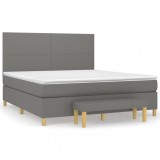Cumpara ieftin Pat box spring cu saltea, gri inchis, 180x200 cm, textil