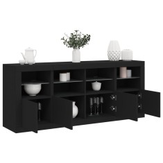vidaXL Servantă cu lumini LED, negru, 163x37x67 cm
