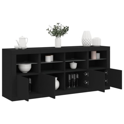 vidaXL Servantă cu lumini LED, negru, 163x37x67 cm foto