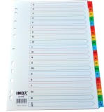 Index carton alb Mylar alfabetic A-Z, margine PP color, A4, 190g/mp, Optima