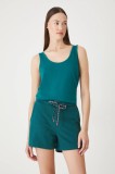 Medicine pantaloni scurți de trening culoarea turcoaz, talie medie