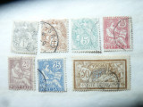 Serie mica Posta Franceza in Port Said 1902 , 7 valori stampilate