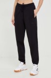 Adidas pantaloni de trening femei, culoarea negru, neted