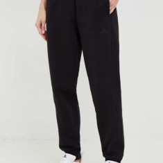 adidas pantaloni de trening femei, culoarea negru, neted