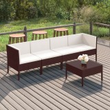 vidaXL Set mobilier de grădină cu perne, 5 piese, maro, poliratan 3094335