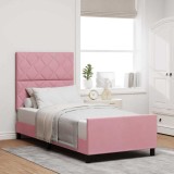 Cumpara ieftin Pat cu arcuri cu headboard Roz 90 x 190 cm Catifea