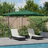 VidaXL Umbrela cantilever Roma cu LED-uri, verde, 286x285x270 cm, aluminiu