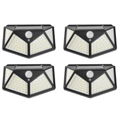 Set 4 lampi cu incarcare solara Tiessa&reg;, senzor miscare, 3 trepte de iluminare, 100 LED