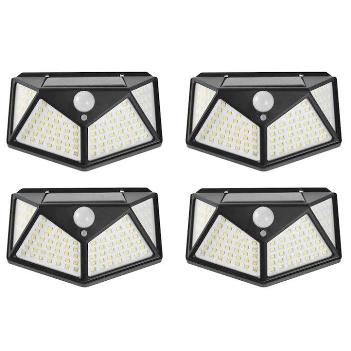 Set 4 lampi solare exterior, YWX, ABS, Negru