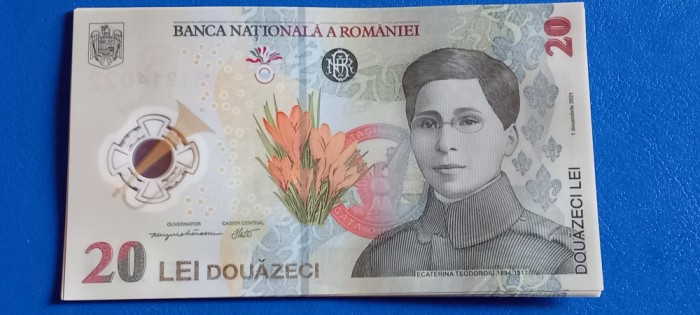 6 Bancnote 20 lei Emisiune 2021 Ecaterina Teodoroiu serii consecutive