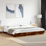 Cumpara ieftin Cadru de pat, stejar fumuriu, 200x200 cm, lemn prelucrat
