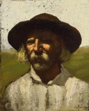 Cumpara ieftin Constantin Iacob-&quot;Ţăran&quot;, pictură veche (an 1919) licitată, Portrete, Ulei, Impresionism