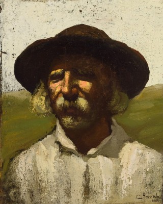 Constantin Iacob-&amp;quot;Ţăran&amp;quot;, pictură veche (an 1919) licitată foto