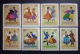 Polonia 1969 costume populare , dansuri tradiționale serie 8v neștampilată